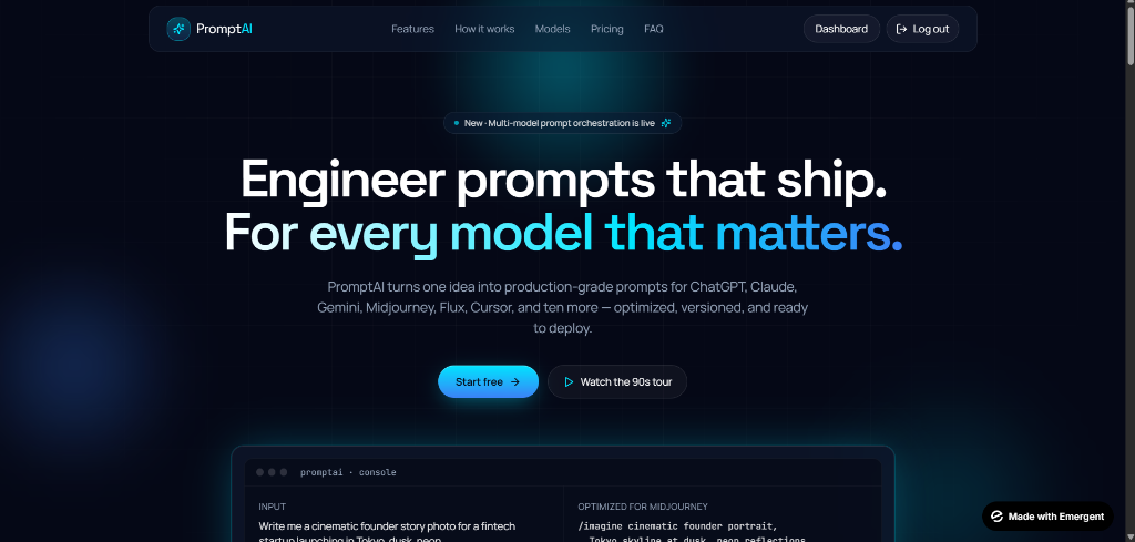 PromptAI multi-model orchestration interface